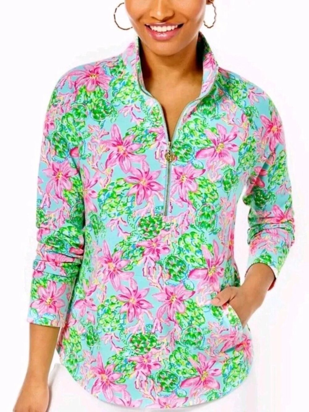 NWT Lilly Pulitzer 50+ Skipper Popover Pullover So Shellegant Half Zip Jacket